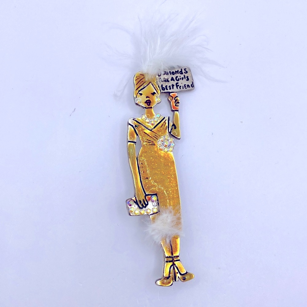 AJMC Vintage Marilyn Enamel Pin Diamonds Are A Girl's Best Friend